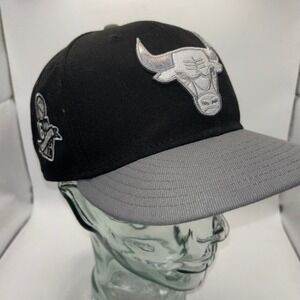 New Era Chicago Bulls 9FIFTY Snapback Hat Black Grey 6X Champions Side Patch NBA